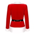 thumbnail image 4 of Chaqueta de disfraz de Navidad de Papá Noel para mujer, chaqueta de manga larga con retazos y cierre de cinturón, Tops para ropa de Año Nuevo, encogimiento de hombros navideño, 4 of 4