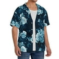 thumbnail image 2 of Yiaed Ink Rose Print Mens Casual Wrinkle Free Shirts Short Sleeve Button Down Summer Stretch Dress Shirt-Large, 2 of 5