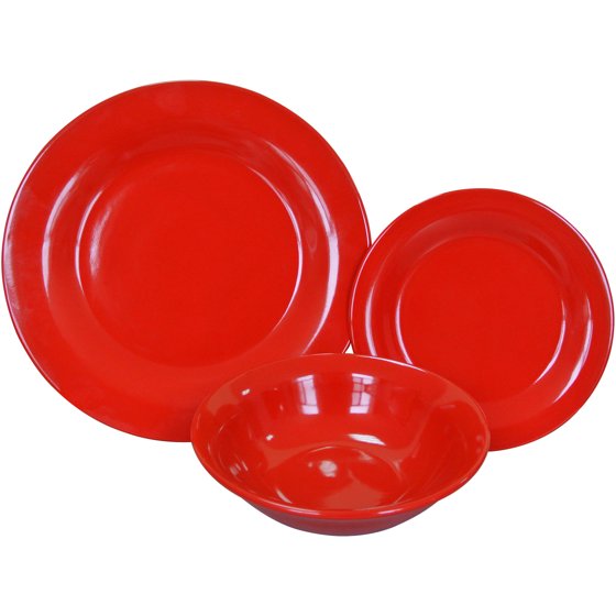 Mainstays Bright Red 12Piece Stoneware Dinnerware Set