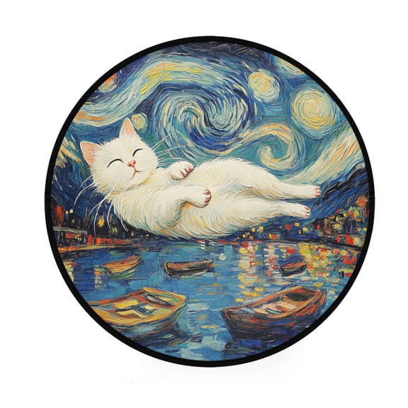 BZSMCE Round Decorative Floor Mat Cosmic Bliss Pattern 36.2IN