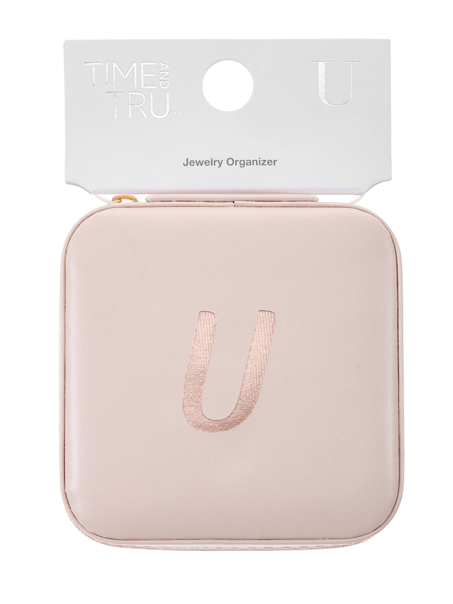 Time and Tru Zippered Jewelry Organizer, Blush, Letter U