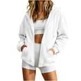 thumbnail image 4 of CBASIHI Womens Waffle Knit Oversized Sweatshirts- Lightweight Casual Trendy Long Sleeve Zip Up Fall Hooded Jackets with Kangaroo Pockets White Size L, 4 of 6