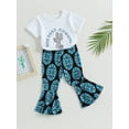 thumbnail image 3 of Wassery Kid Girls Pants Set Infant Baby Girl Clothes Short Sleeve Crew Neck Letters Cactus Print T-shirt with Flower Flare Pants 6M 12M 18M 24M 2T 3T 4T Toddler Summer Outfit, 3 of 8