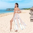thumbnail image 6 of FORMRS Womens Long Sarong Beach Wrap Semi-Sheer Bikini Skirt Bathing Swimsuit Cover Up, Beige Nautical Pattern, 6 of 7