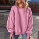 thumbnail image 4 of Suéter de Cuello Redondo para Mujer, Holgado, de Lana de Cordero, Informal, Versátil, de Larga, para Otoño e Invierno. Rosa M, 4 of 9