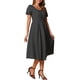 thumbnail image 4 of Vestido Maxi a Cuadros INSPIRE CHIC para Mujer, Vestido de Verano con Pliegues en la Espalda, Decoración de Botones, Manga Abullonada, Talla XL, Negro, 4 of 5