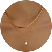Soleilie Dainty 14k Gold Plated/Silver Cubic Zirconia Necklaces for Women, Simple CZ Jewelry Necklaces Trendy Gifts