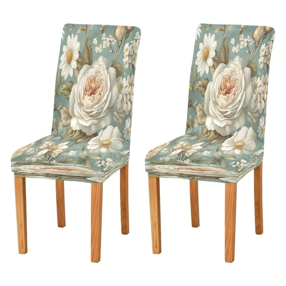 Chair Protector Cover Dining Chair Slipcovers Pack of 2, Removable Washable Seat Cover for Dining Room Wedding Vintage Floral Pattern