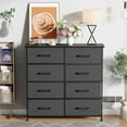 thumbnail image 2 of FDW 8-Drawer Fabric Dresser for Bedroom,Closet Dresser with Metal Frame and Wooden Top Tall Storage Tower for Closet,Living Room and Entryway,Grey, 2 of 7