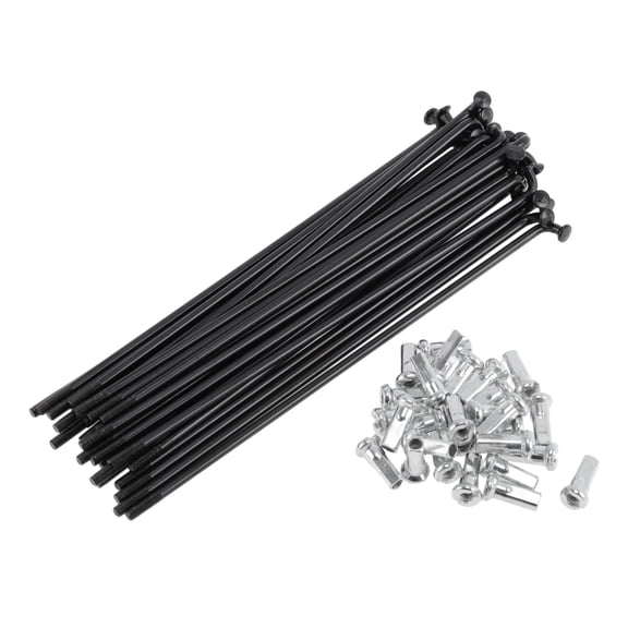 Unique Bargains 28 Set 12G Bicycle Spoke 131 mm Bike Wheel Spoke Carbon Steel Black