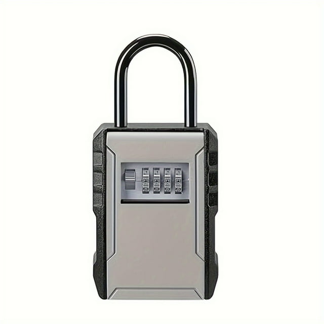 Estbridge Extra Large Weatherproof Key Lock Box with Resettable 4-Digit Combination Code Durable Aluminum Wall Mounted Storage for Car and House Keys Secure Locking Mechanism Black & G