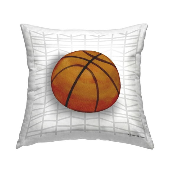 Stupell Industries Basketball on Geometric Decorative Printed Throw Pillow Design by Sharon Kuplack