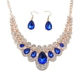 thumbnail image 3 of Koszal 2Pcs/Set Teardrop Rhinestone Statement Bib Necklace Earrings Bridal Jewelry Gift, 3 of 6