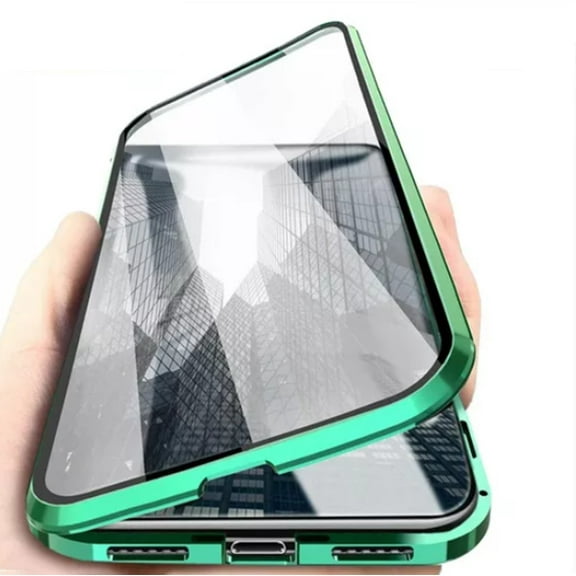 Magnetic Samsung Galaxy Note 9 Case - (Green) Double Sided Tempered Glass Screen Protector Shockproof and Scratch Resistant Protection