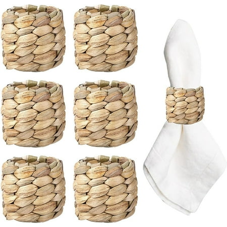 

Water Hyacinth Napkin Rings Set of 6 Hand Woven Farmhouse Napkin Rings Rustic Napkin Rings Birthday Party Wedding Christmas Thanksgiving Decoration