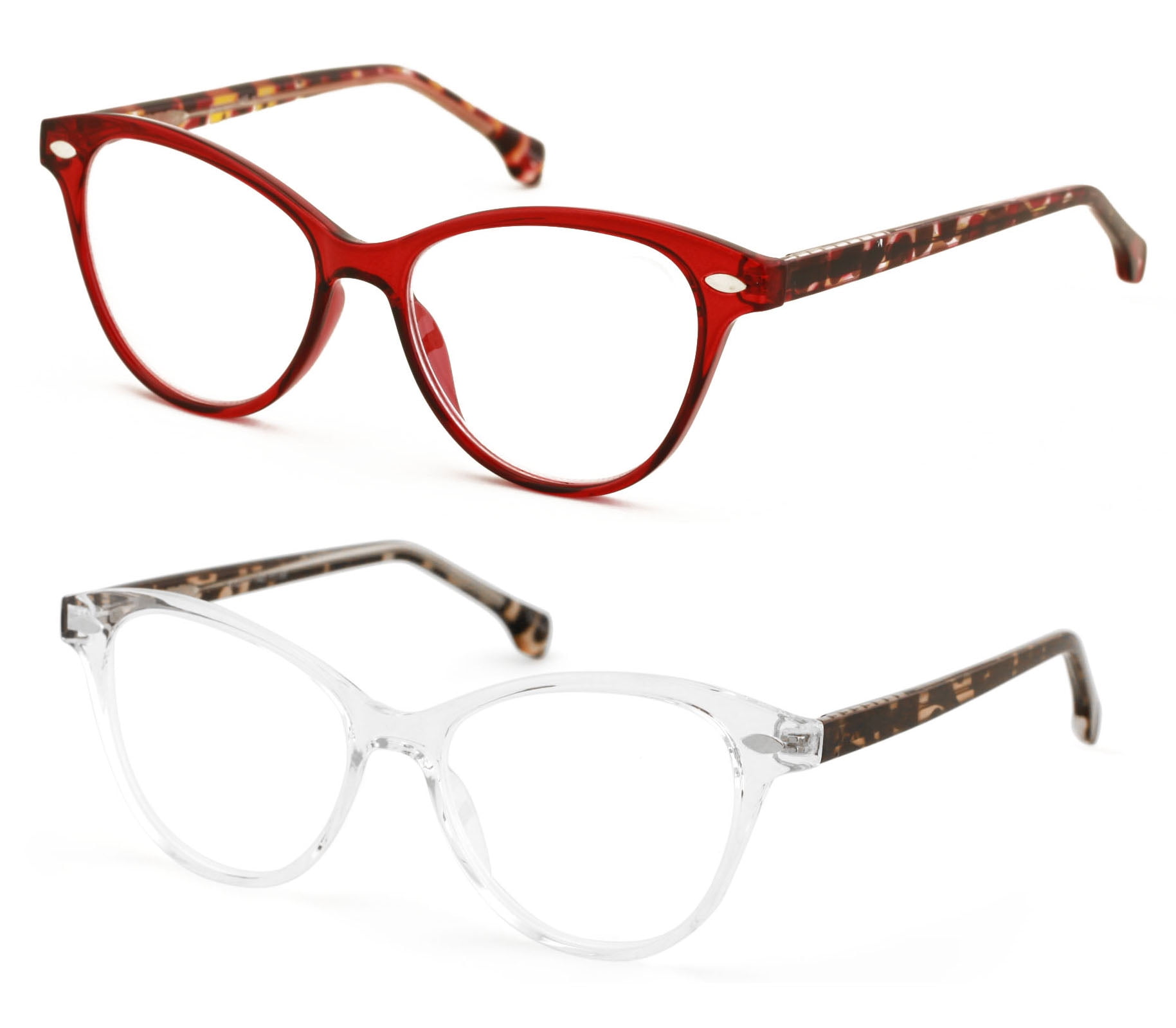 2 Pairs Women 2 Tone Oval Tortoise Temple Optical Frame Fashion
