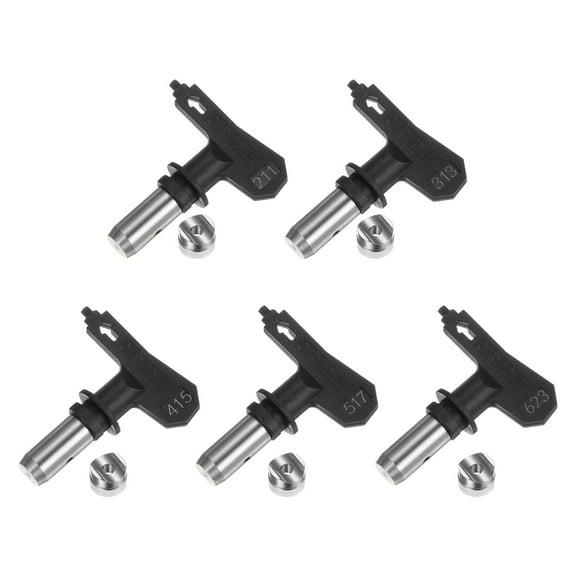 5 Packs Different Sizes Reversible Spray Tips for Airless Sprayer 211, 313, 415, 517, 623