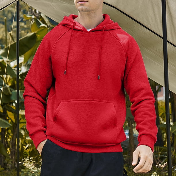 Sudadera con capucha para hombre, estilo informal, con capucha, color liso, mangas largas en los hombros, blusa de poliéster.