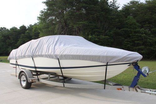 New VORTEX 5 YEAR CANVAS HEAVY DUTY GREY GRAY VHULL FISH SKI RUNABOUT COVER FOR 23 to 24' FT BOAT, IDEAL FOR 102"... by VORTEX DIRECT