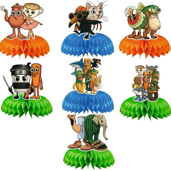 Tung Tung Sahur Centerpieces Honeycomb Table Toppers Decorations for Photo Props Birthday Party Decor Supplies