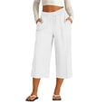 thumbnail image 2 of Delayuji Plus Size Womens Capri Pant Wrinkled Cotton Linen Pant Women Fashion Casual Loose Cropped Pants Summer S-5XL, 2 of 7