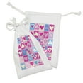 thumbnail image 2 of Love Fabric Pouch Set of 2, Hearts in Square Shapes Geometrical Celebrate Art, Small Drawstring Bag for Toiletries Masks and Favors, 9" x 6", Blue Ivory Pink, by Ambesonne, 2 of 2