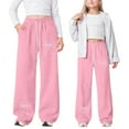 thumbnail image 2 of Tisuna Girls Sweatpants Child Heart Print Elastic Waist Straight Leg Trousers Fashion Comfortable Kids Spring Autumn Pants Pink Size 11-12 Years, 2 of 9