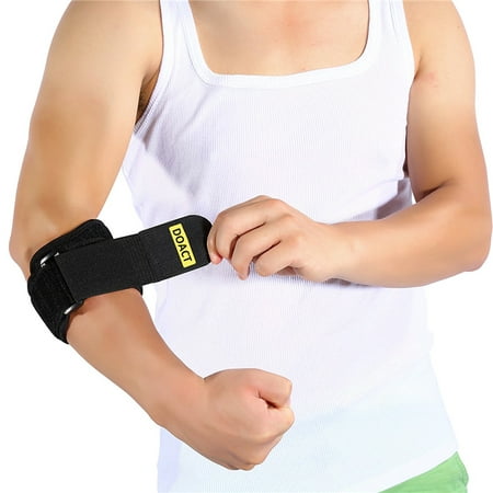 Qiilu Adjustable Elbow Strap Support Brace Tennis Elbow Brace Tendonitis Elbow Strap Neoprene Forearm Brace With Compression Pads Elbow Protector Muscle Tissue Joint Pain Relif One