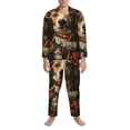 thumbnail image 3 of Salouo Modern Cute Dog Print Button-Front Long Sleeve Pajama Set for Men, Soft 2Pjs Men's Long Sleeve Sleepwear-Small, 3 of 7