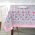 thumbnail image 4 of Ridhi Pigeon Blue 60x90 Inches Rectangle 100% Cotton Hand Block Print Tablecloth Washable Halloween Thanksgiving/Christmas Parties/Wedding Use,Fall décor Farmhouse Dining Dinner Tablecloth, 4 of 4