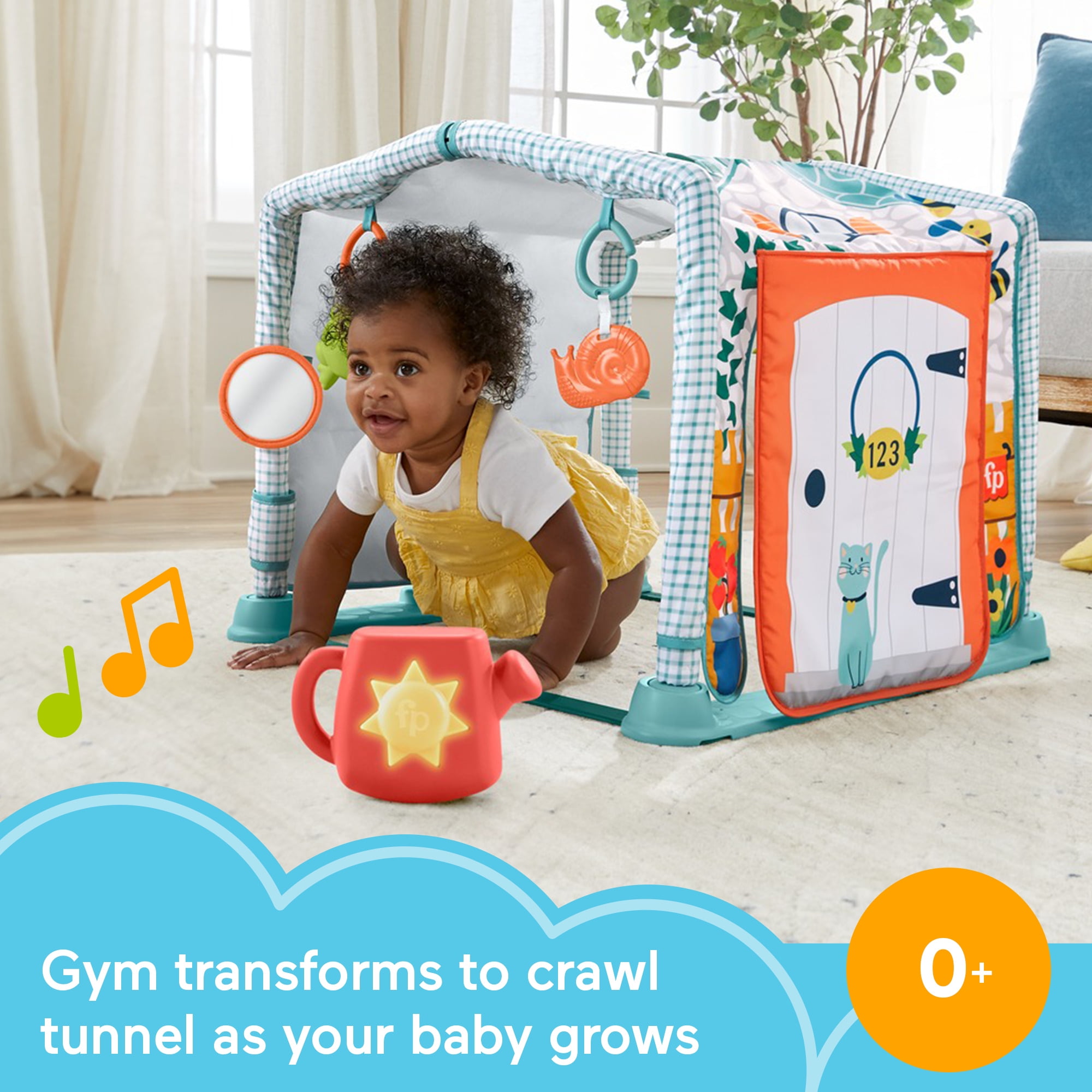 Fisher-Price 3-in-1 Baby Gym with 5 Sensory & Fine Motor Toys for Newborn to Toddler Play