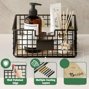 Wire Storage Baskets for Organizing, 2 Pack Kitchen Storage and Organizer with Removable Cork Liner, Household Counter Organizer Baskets for Pantry, Cabinets, Shelf, Laundry, Bathroom