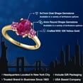 thumbnail image 2 of Gem Stone King 10K Yellow Gold Red Created Ruby and Pink Moissanite Engagement Ring for Women | 2.46 Cttw | Oval 9X7MM | Gemstone July Birthstone | Size 6, 2 of 6