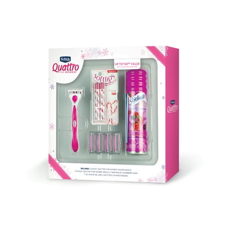 Schick Quattro for Women Razor Gift Set - Bonus 2 Softlips Lip Moisturizers