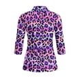 thumbnail image 3 of Uorisanigo Purple Leopard Print Women's 3/4 Sleeve Golf Top Size 2XL Comfortable Polyester Spandex Fabric Moisture Wicking Tennis Activewear Casual Zipper Pullover Outing Wear, 3 of 7