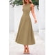 thumbnail image 5 of Vestido PRETTYGARDEN sin mangas plisado línea A midi color camel XXL, 5 of 8