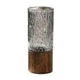 thumbnail image 2 of HongHeng Artistic Wood Glass Vase, 9.8" H, Large Wooden Base Cylindrical Flower Vase, Classic Boho Rustic Style for Fireplace Bedroom Kitchen Living Room Centerpieces office Desk, 2 of 6