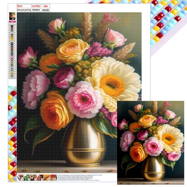 Kit Con Cuentas Cuadradas 5D DIY Florero Ramo Del 40x50cm
