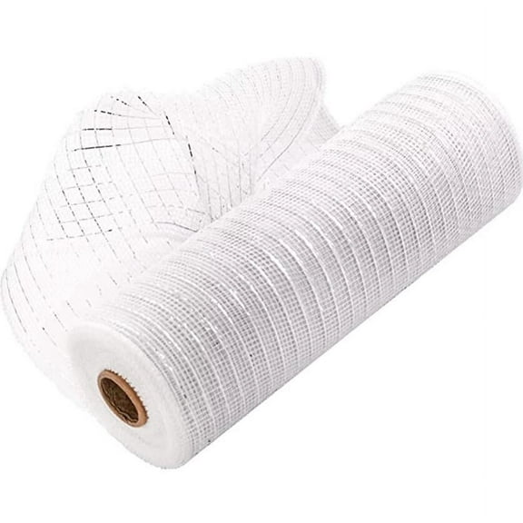 Clearance,Home Decor Poly Mesh Ribbon with Foil Each Roll for Wreaths Swags Bows Wrapping and Decorating, Holiday gifts on, 10 inch x 30 feet