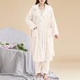 thumbnail image 4 of Sngxgn Womens Button up Pajamas Set Short Sleeve Sleepwear Soft Pj Lounge Sets(Beige,L), 4 of 5