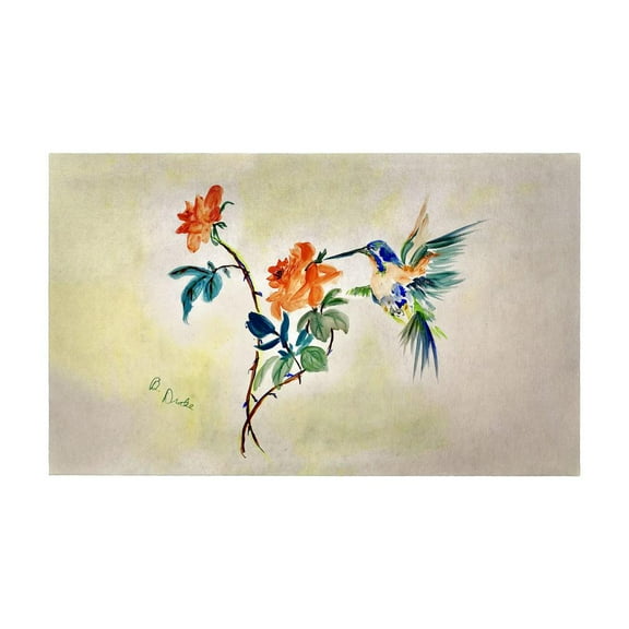 Betsy Drake Interiors Hummingbird & Rose Door Mat 30x50