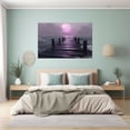 thumbnail image 4 of Purple Full Moon Wooden Dock Sea Framed Canvas Prints for Hallway Bedroom Office Decor, Ready to Hang12"L x 8"W, 4 of 10