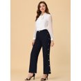 thumbnail image 2 of Allegra K Pantalones Largos Rectos De Trabajo Con Dobladillo Con Abertura Y Botones Para Mujer Azul marino oscuro L, 2 of 5