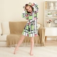 thumbnail image 3 of FORMRS Niños Bathrobe Unisex Hooded Robe Soft Plush Pajamas Sleepwear, Size 7-9T, Green Abstract Geometric, 3 of 7