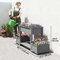 thumbnail image 3 of Outsunny Wooden Raised Garden Bed with 2 Foldable Side Pots, Storage Shelf, 3 of 10