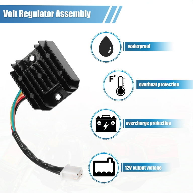 WOOSTAR 5-Draht Spannungsregler Gleichrichter 12V AC – Für CG125, GY6, Lifan, Roller, ATV, Quad, Go-Kart – Mit Adapterkabel, 55W