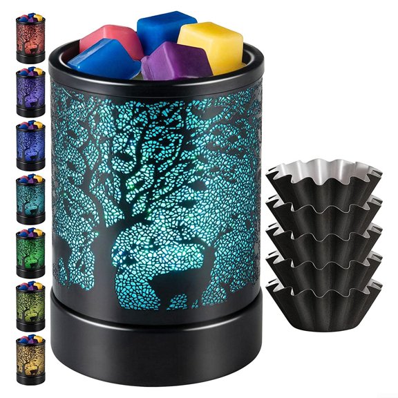 UHUSE 7 Colors LED Lighting Oil lamp Wax Melts Burner Electric Melter Candle Warmer