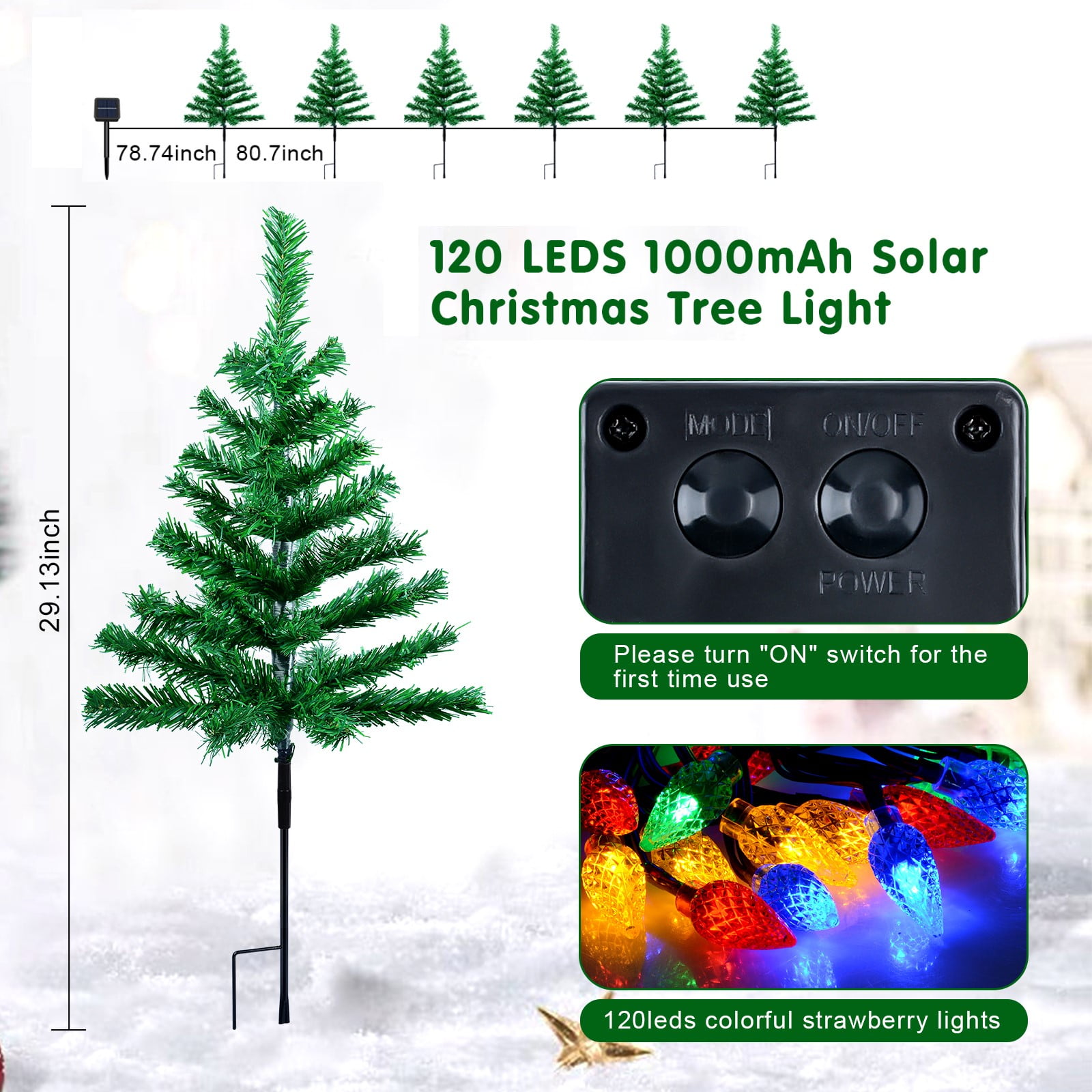 Qoosea 6 pack Solar Christmas Garden Stake Lights, Decorative Xmas Tree Solar Christmas Yard Stake Outdoor Waterproof Christmas Pathway Lights for Christmas Decoration Garden Patio Yard