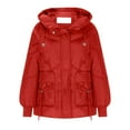 thumbnail image 4 of XFLWAM Women's Winter Thicken Puffer Coat Casual Quilted Jackets Warm Padded Down Hood Winter Outerwear Red XL, 4 of 6
