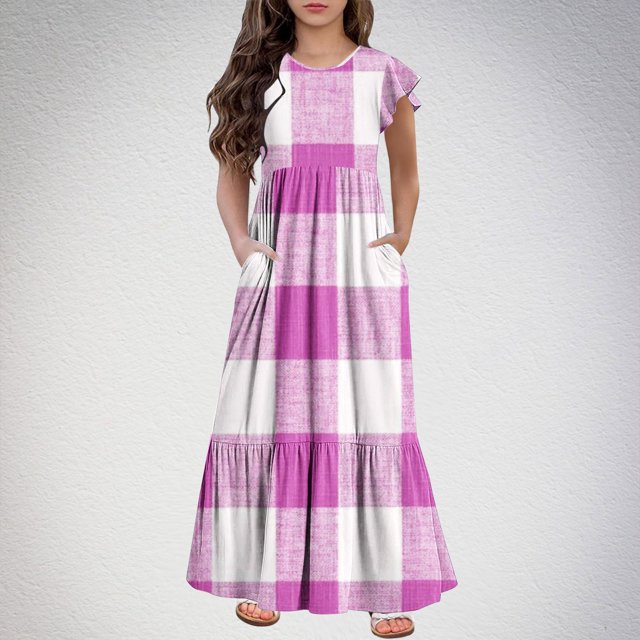 LOVZFMLL Robe Sans Manches à la Mode pour Enfants Robe d'Été Décontractée à Col Rond pour Filles